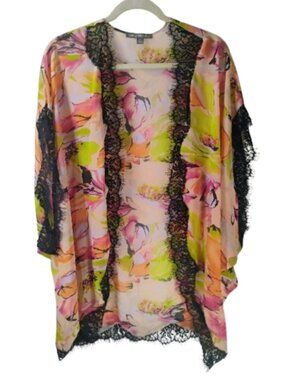 Kate & Mallory Multicolor Sheer Floral Kimono in Size XL. Preloved.
